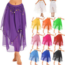 DE Damen Pailletten Bauchtanz Tanzrock mit Perlen Chiffonrock Indischer Tüllrock