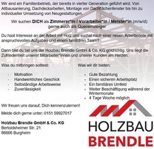 Zimmerer*in / Vorarbeiter*in /