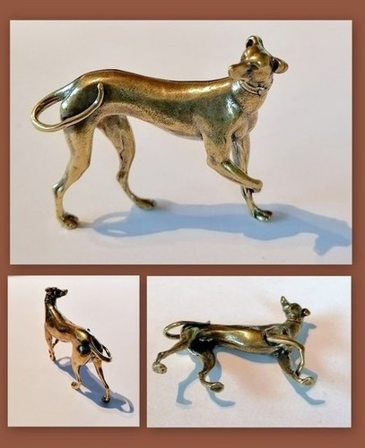 Messing figur hund windhund - figur,