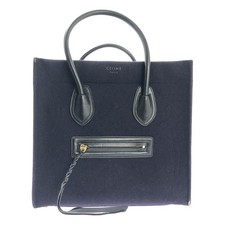 CELINE Luggage Phantom Handtasche Filz Leder schwarz marineblau authentisch g...