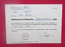 Orig.-DDR-Dokument Mitteilung über d. Erhöhung d. Kriegsinvalidenteil-Rente FDGB