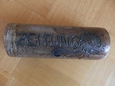 Zeitungsrolle Zeitungsbox Zeitungsfach aus glasierter Keramik gebrannt Handarbei