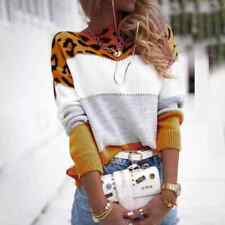 Damen Pullover Farbblock Wolle Pulli Sweater Winter Sweatshirt Strickpullover