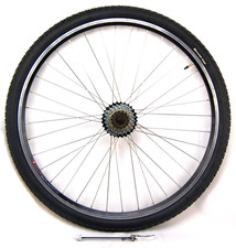 Komplett Hinterrad 28 Zoll Hohlkammerfelge mit 7-fach Ritzel und Reifen 1,75 QR