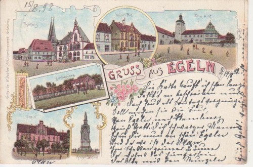 Egeln litho post rathaus - litho,