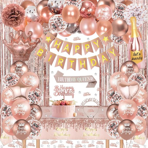 Rosegold geburtstagsdeko set - rosegold,