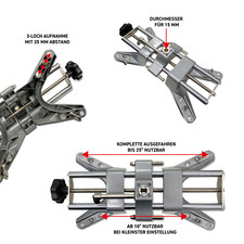4-Punkt-Radhalter 10-25" – 3 Größen (15, 16, 18 mm) für präzise Achsvermessung