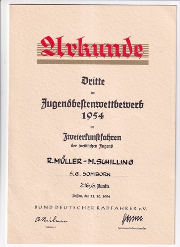 Bund deutscher radfahrer - bund, 1954