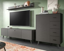 Wohnwand in grau matt