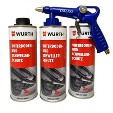 Würth Unterbodenschutzset 3x 1 kg Schwarz + Spritzpistole mit Einstellbarem Sprü