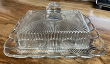 Butterdose aus Pressglas - antik -
