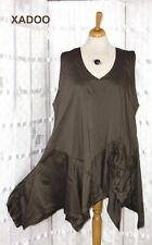XADOO Designer TUNIKA Überwurf Kleid braun BLAUE Streifen Gr. 42 44 46 Tasche
