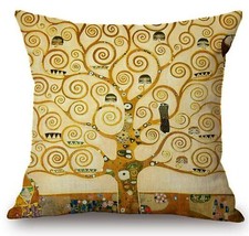 Kissenbezug Kissenhülle Canvas-Stoff Jugendstil Gustav Klimt Der Lebensbaum