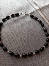 Halskette ,schwarze Agate mit