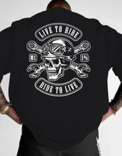 Live to Ride Herren Oversize Shirt Biker Streetwear Baumwolle bis 5XL