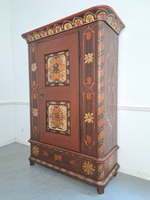 Bauernschrank ANTIK Malerei Dielenschrank massiv Kunst X2