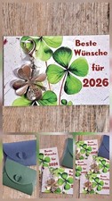 Glücksbringer Kleeblatt mit Umschlag Neues Jahr 2026 Tischdeko Gastgeschenk