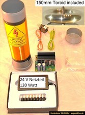 24V SSTC Solid State Tesla Coil Bausatz komplett, Teslagenerator, 150mm Toroid