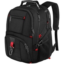 Großer  Laptop Rucksack 18 Zoll Reise und Arbeit Schulrucksack Schwarz