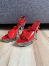 Plateau High Heels transparent rot Größe 37 Mules