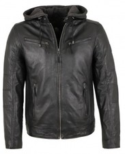 OTTO KERN - Herren Lederjacke Kapuze Lammnappa schwarz *B-Ware*