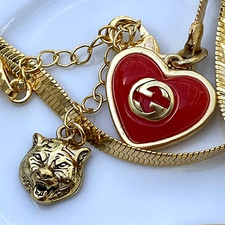 Kette mit 2 Gucci Anhänger GG Gravur Halskette Kettenanhänger