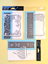 3 Stanzschablonen, Winter, Weihnachten, Schneeflocken, Baum, Rahmen, Memory Box