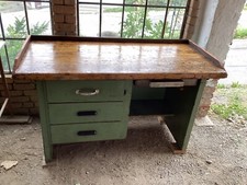 große Werkbank Theke Laden Tisch Holz antik alt Vintage Sideboard Schreibtisch