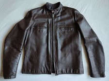 RARE! Vintage BROOKS SteerHide Leather Cafe Racer Jacket Brown 1970's Size 42 M