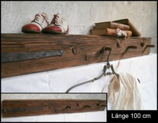 UNIKAT Antikholz Balken Regal Board Garderobe Schmiedeeisen Haken   (05-8