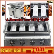 Edelstahl Brenner 4-Flammen LPG Gasgrill Gasbräter Gas Grill Gastro Tischgrill.