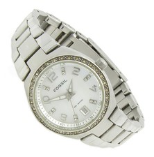 Fossil Serena Damen Armbanduhr Edelstahl Perlmutt Datum AM-4141 10ATM Bat neu S4