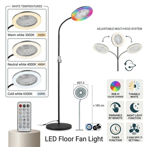 Led stehlampe ventilator - led, rgb