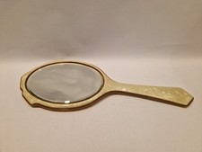 D9-AH VINTAGE ART DECO GROSSER BAKELIT PERLE HANDSPIEGEL SPIEGEL SCHWER PERLE