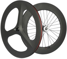 700C 70mm Front Tri Spoke Rear Disc Track Carbon Wheelset Fixed Gear Wheels Matt