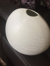 Rosenthal Vase weiß Johan van Loon Struktur Querstreifen Relief Fischmaul 17cm