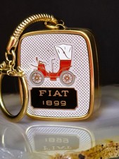 Schlüsselanhänger Sankyo Clover 1899 Fiat Spieluhr Messing Emaille 50er läuft