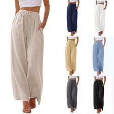 Damen Leinenhose Weit Sommer