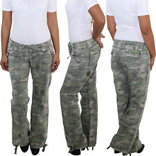 Damen Boyfriend Baggy Vintage Camouflage Hose Hüfthose Army Damenhose Jeans 