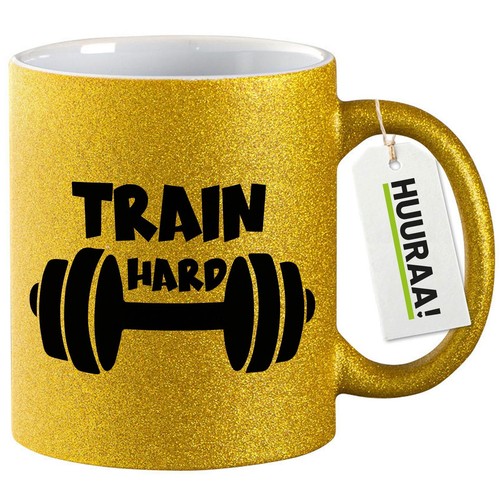 Glitzertasse train hard hantel - hard,