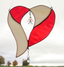 Tiffany Glasfensterbild  HERZ mit ENGEL