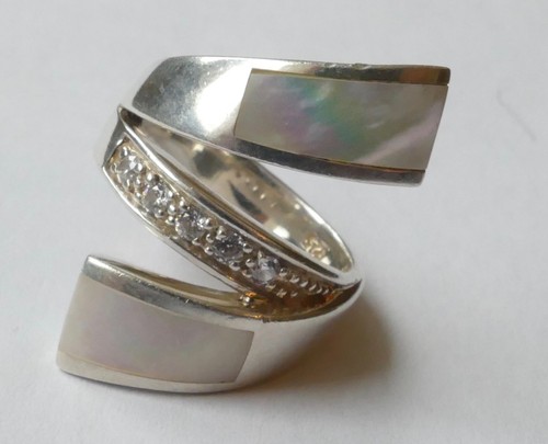 Ring perlmutt plättchen - -, 5