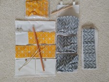4 Wand Tür Halter Hängeorganizer Taschen Beutel Aufbewahrung grau und gelb