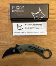 FOX/Bastinelli Black Bird Klapp-Karambit, N690Co Schwarze Klinge, G10 Griffe