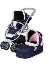Puppenwagen Buggy Coco Blau Rosa Puppe Tragetasche Knorrtoys