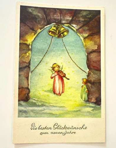 Alte neujahrskarte engel geige - alte,