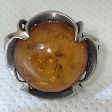 Bernstein Silber Ring, Gr.55