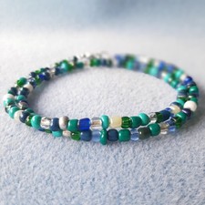 Kette Rocailles Glasperlen 4 mm, petrol-türkis, 42 cm lang