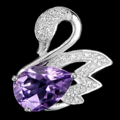 Amethyst schwan anhänger 925 - amethyst,