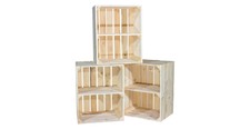 3er Set  Regalkiste / Holzkiste "natur" mit Mittelbrett  "quer"  50x40x30cm 